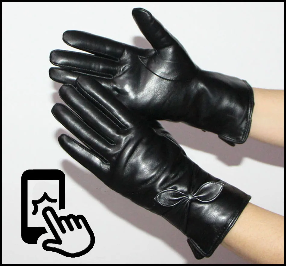 Damen dicke Lederhandschuhe, High-End-Schaffellhandschuhe, winterwarme und winddichte Wollwollhandschuhe, Outdoor-Fahrradfahren Skifellhandschuhe,