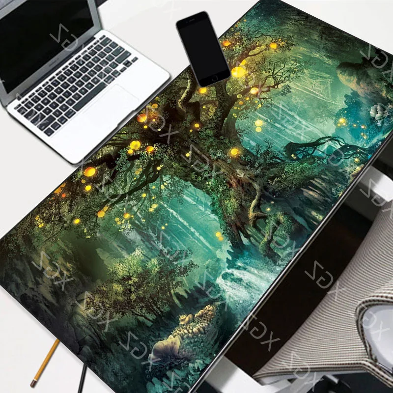 YuzuoanXL Night View Tree Natural Mouse Pad Desk Computer PC Gaming Keyboard Rubber Pad Large Game Hot Sale Soft Popular Pad