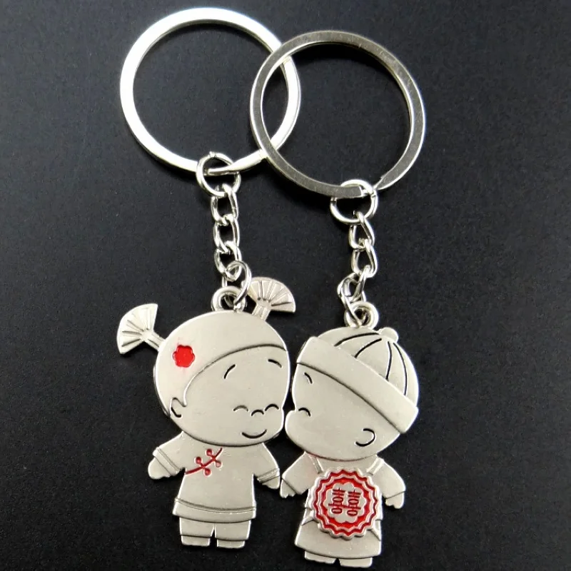 Anime Couple Keychain For Women Cartoon Key Chain On Bag Car Trinket Lovers Jewelry Wedding Valentines Gift