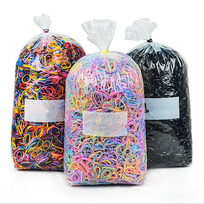 1000pcs/bag Colorful Rings Hairband Rope Silicone Ponytail Holder Rubber Band Scrunchies Tie Gum Girls Hair Accessories
