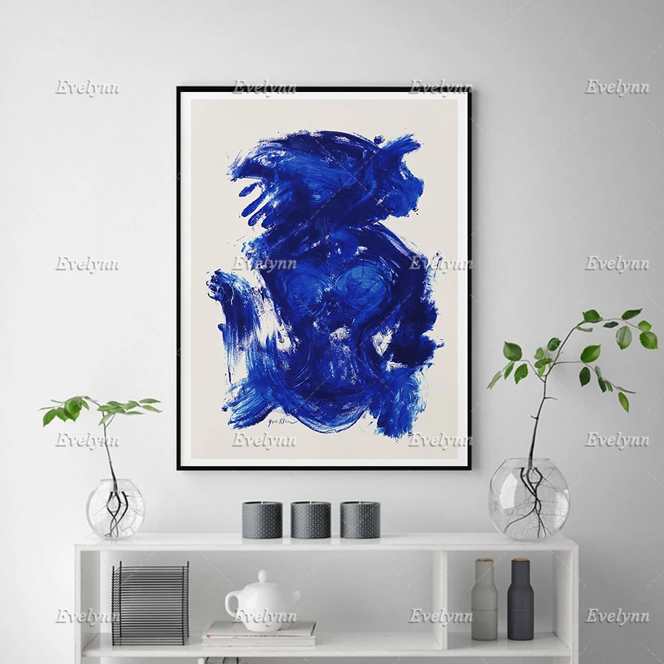 Yves Klein Abstract Exhibition Poster, Klein Style, Klein Blue, French Modern Wall Art Prints Home Decor Canvas Floating Frame