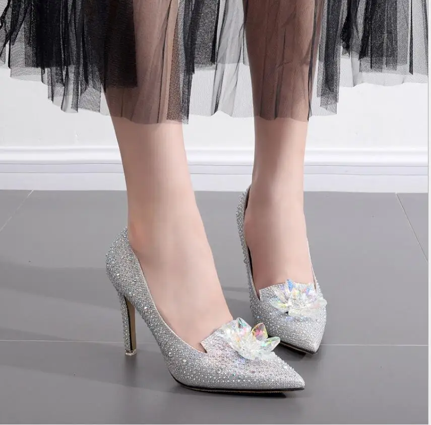 

New crystal diamond Bow Woman Pumps Sexy High Heels Shoes Women Stiletto Casual Heels Office Shoes Women Pump Ladies sandals