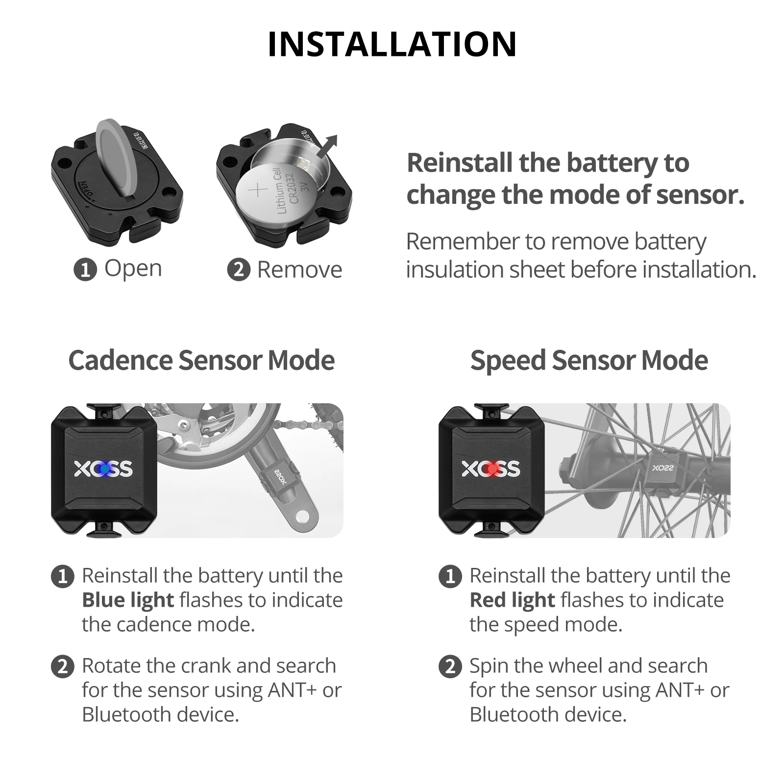 Xoss Speed Cadence Sensor ANT+ Bluetooth Speedmeter Compatible For Garmin iGPSPORT Bryton