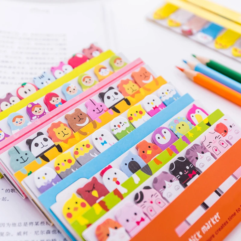 1pcs Cartoon Cat Animal Memo Pad Paper Sticky Notes Self-Adhesive Label Stickers Bookmark Kawaii Stationery Memo Sheets