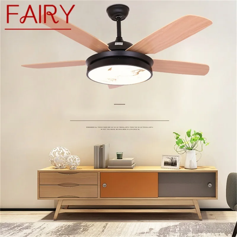 

FAIRY Simple Wood Ceiling Fan with Lights Remote Control Modern 52" LED Lamp for Home Dining Room Bedroom