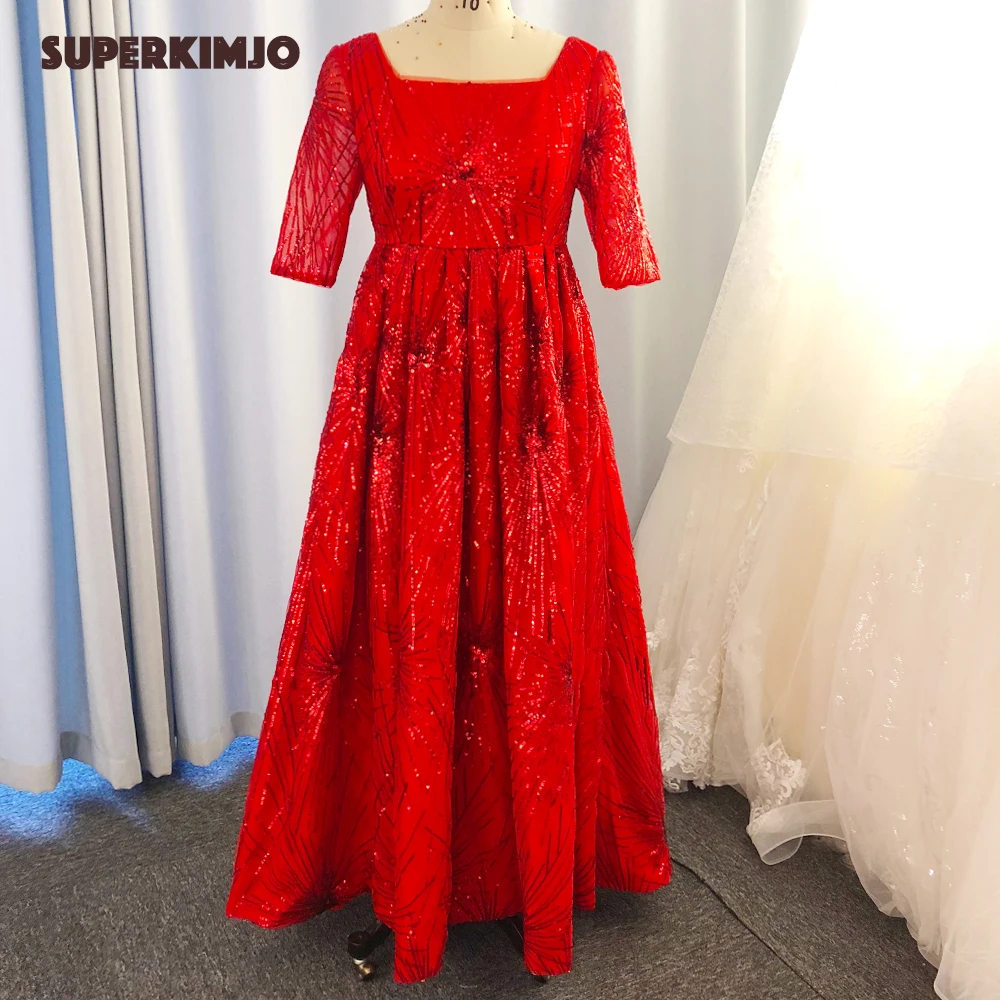 Sparky-vestidos de fiesta con lentejuelas Rojas, ropa de noche, imagen real, 2020