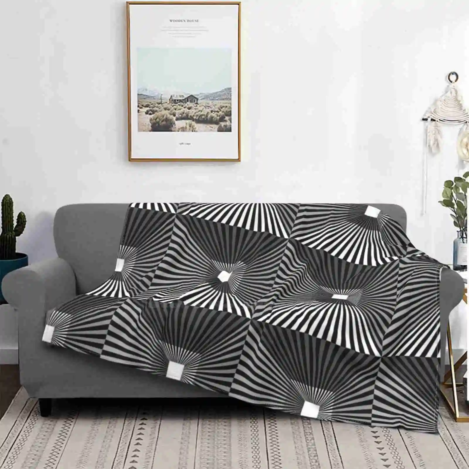 Stylish Pattern With Geometric Lines. Black And White Color Design With Symmetrical Lines Creative Design Comfortable Flannel