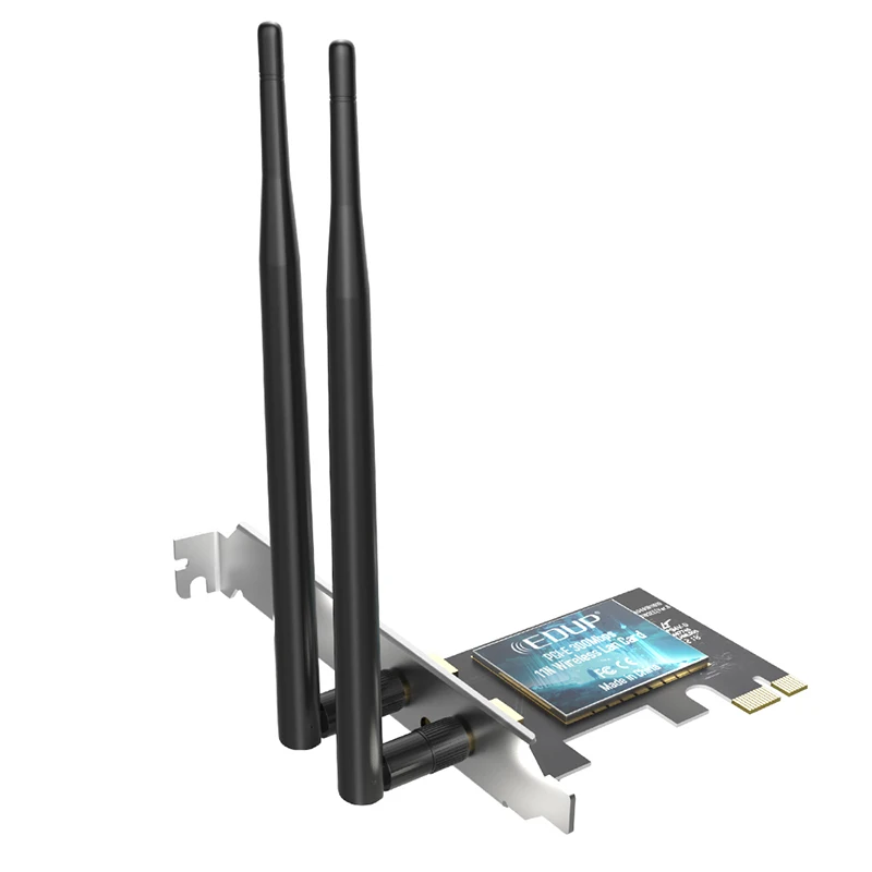 بطاقة واي فاي لاسلكية 300Mbps 2.4G PCI-E بطاقة الشبكة 802.11n مكاسب عالية هوائي مزدوج دعم ويندوز 7/8.1/10 لمحولات الكمبيوتر