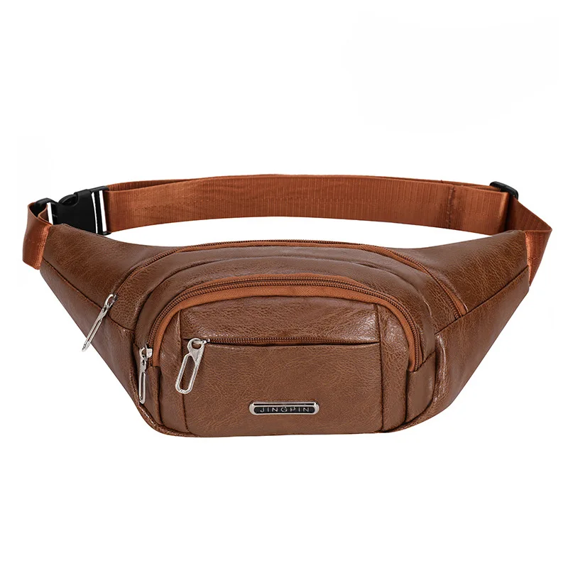 

Vintage Leather Men Waist Bag Thin Outdoor Sports Tactical Pauch Male Small Running Fanny Pack Crossbody Chest Money Belt Bags