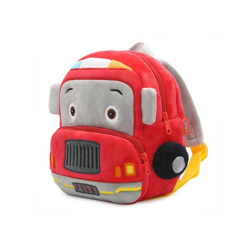 Hot 3D Cartoon Fire Truck Plush Children Backpacks Kindergarten Schoolbag Kids Childrens\' Car School Bags Girls Boys Backpacks