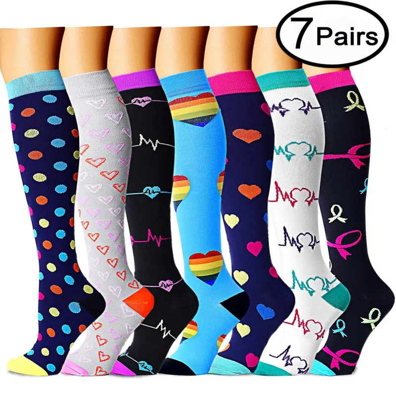 To protect foot (4/5/6/7/8 Pairs) 15-20 Mmhg  Men Women Nurse Running Flight Travels Compression Socks Best Athletic Graduated