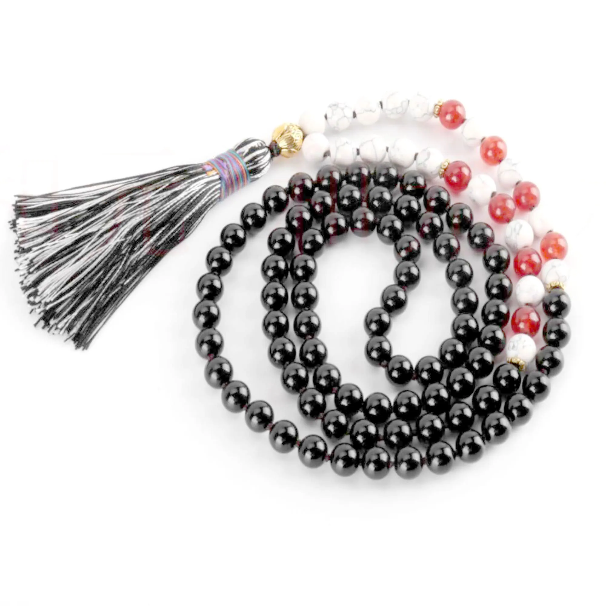 8mm 108 knot Natural white turquoise black agate Necklace Trendy Gift Beads Women Peace Fashion Nirvana Yoga Mala Healing Prayer