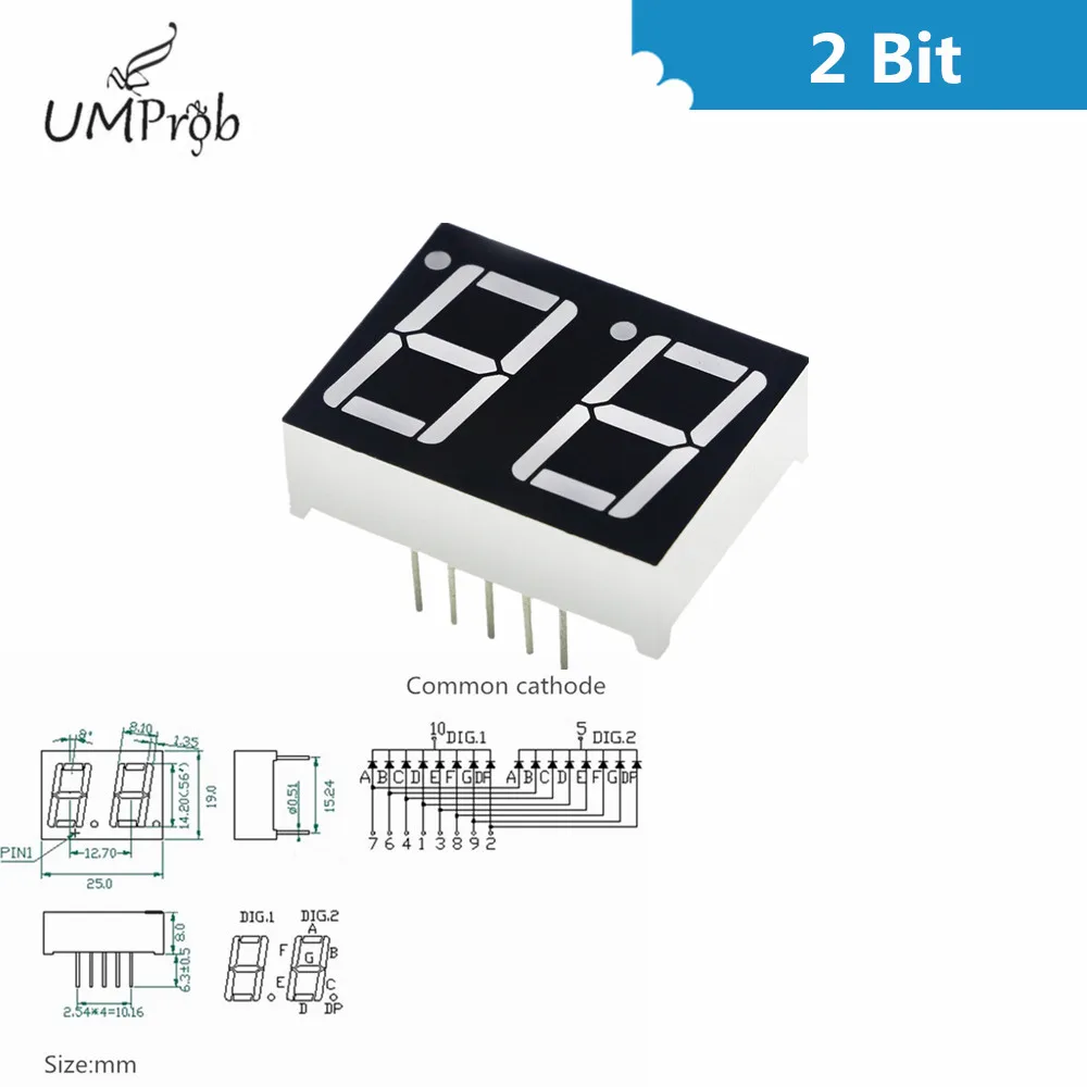 0.56inch Red Common Cathode LED Digital Tube Display 7 Segments 1Bit/2Bit/3Bit/4Bit 8x8 Bright Red Dot Matrix Digit Display