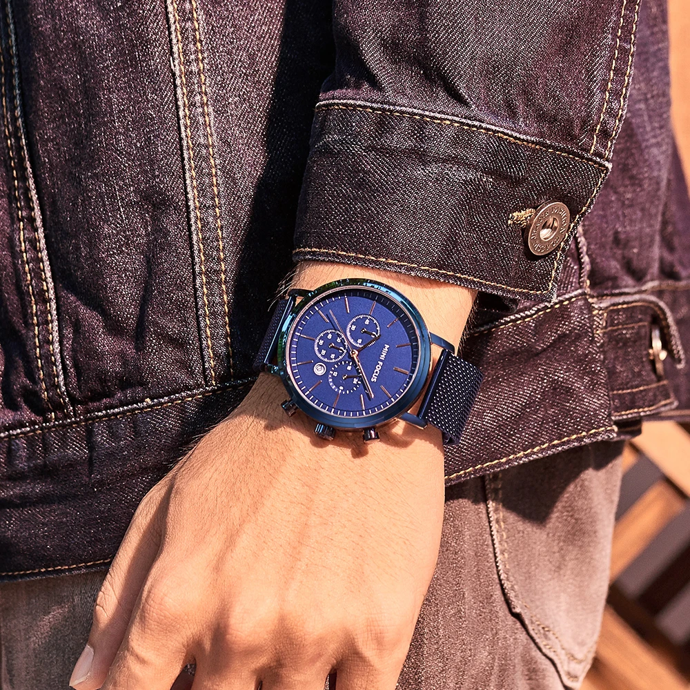 MINI FOCUS Mens Watches Fashion Top Brand White Chronograph Sport Waterproof Quartz Wristwatch For Men Clock Relogio Masculino