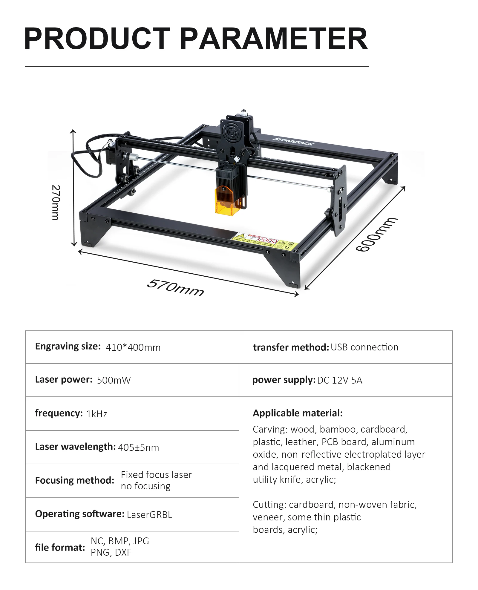 ATOMSTACK 레이저 마스터 10W USB 연결 CNC 레이저 조각기 데스크탑 조각 기계 및 커터 다이오드 레이저 프린터 라우터