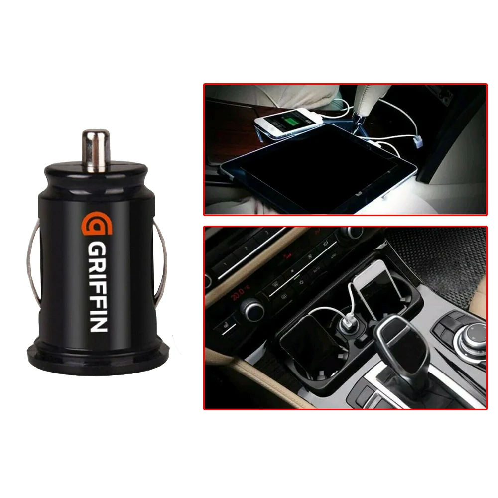 1pcs Dual USB Car Charger 1A Fast Charing 2 Port 5V Cigarette Socket Lighter Car USB-C Charger For iPhone 12 Power Adapter