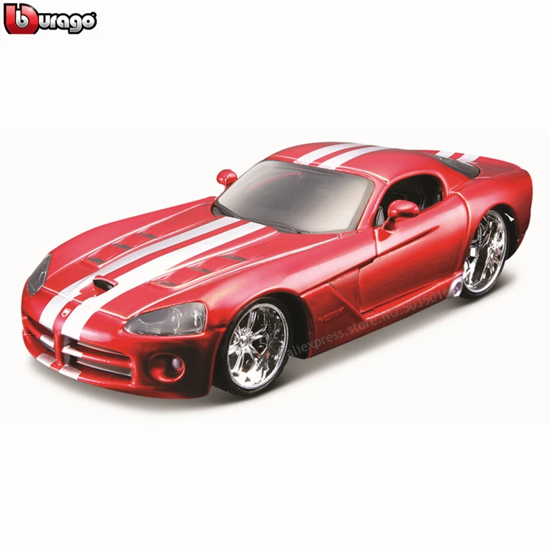 Bburago 1:32 Dodge Viper SRT 10 simulation alloy car model plexiglass dustproof display base package Collecting gifts