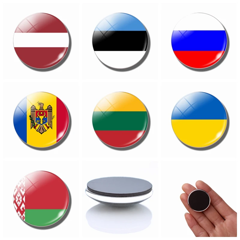 Magnetic Glass Fridge Magnet Flag Eastern European National Flag 30MM Russia Sweden Sweden Latina Latina Poland