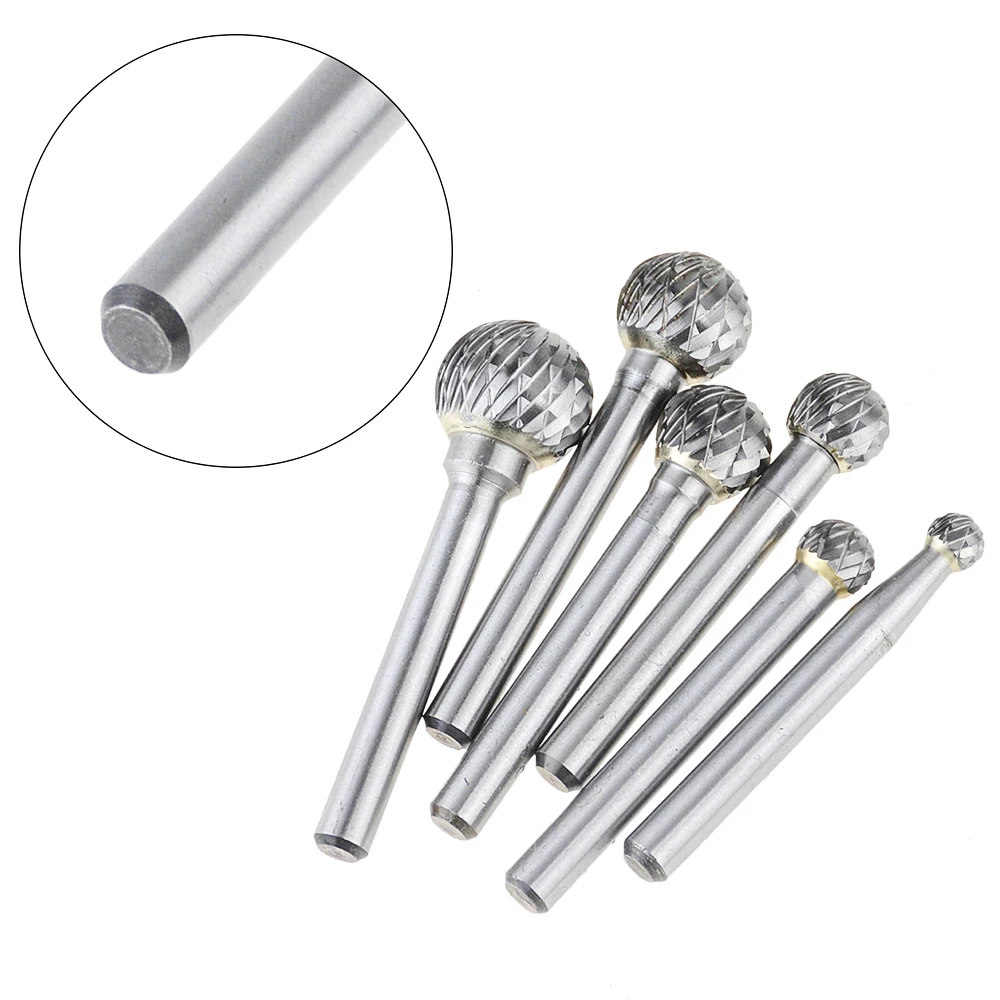 1pc 6-16mm Round  double cut Ball Shape Rotary File Carbide Burr Bit Carving Polisher Tungsten Carbide Routing Cutter Ball Shape