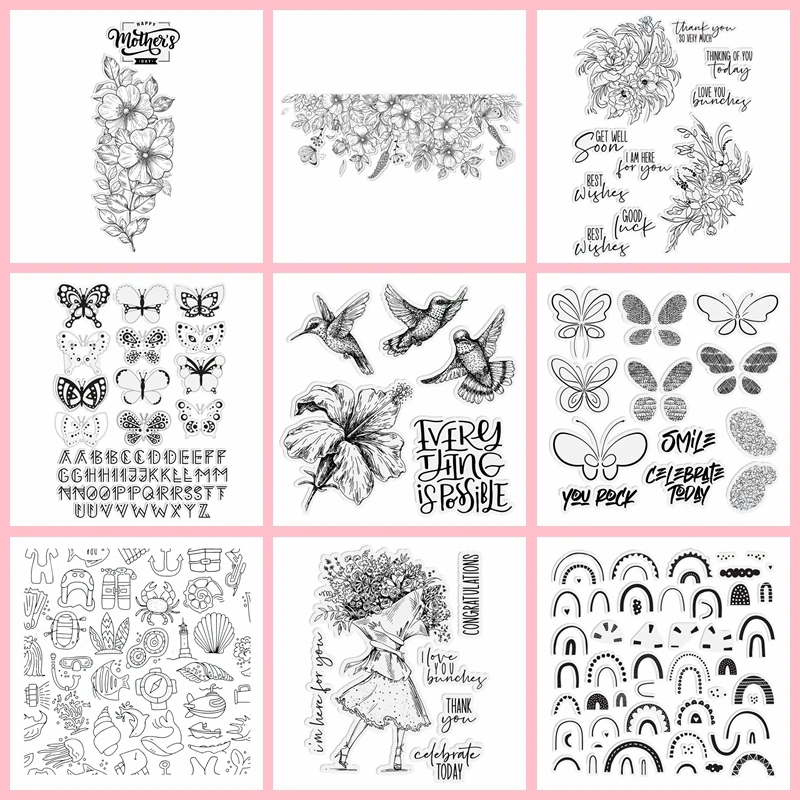 Congratulation Flower Girl Bird Fish Shell Clear Transparent Stamp DIY Crafts Card Album Photo Making Scrapbooking Stencil 2021