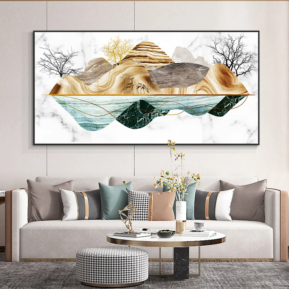 

Abstract Mountain Trees Canvas Painting Wall Art Modern Nordic Landscape Posters And Prints For Living Room Home Decor