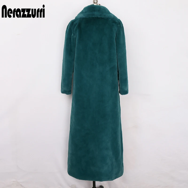 Nerazzurri inverno maxi fofo casaco de pele do falso feminino manga longa xale colarinho x-long fofo peludo casaco moda 2022 6xl 7xl