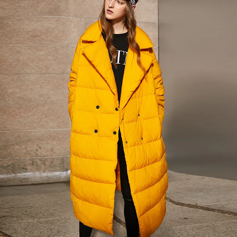 Winter 7XL fashion oversize 90% White Duck down coat female X-Long Down Warm Jacket double breasted thick warm Parkas F193