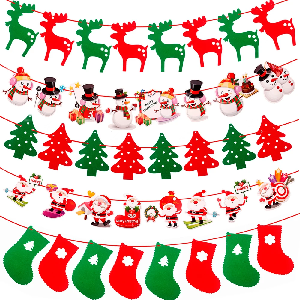 QIFU Christmas Banner Garland Merry Christmas Decoration for Home Navidad Noel 2024 Christmas Ornaments Xmas Decor New Year 2025