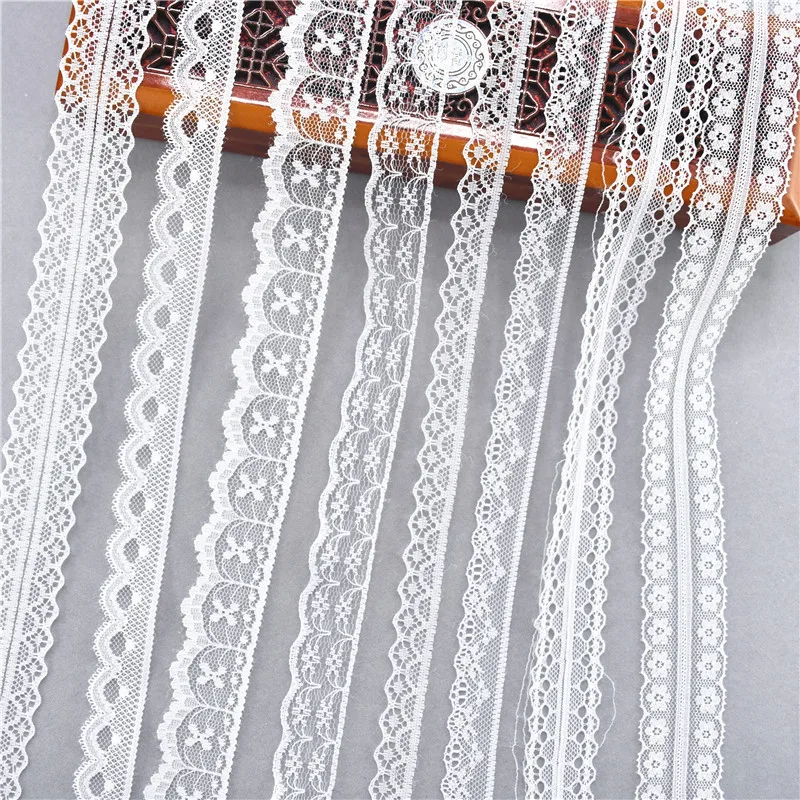 Cinta de encaje blanco para envolver regalos, tejido francés africano, tela de boda, ropa DIY, 38 tipos, 10 yardas, más vendido