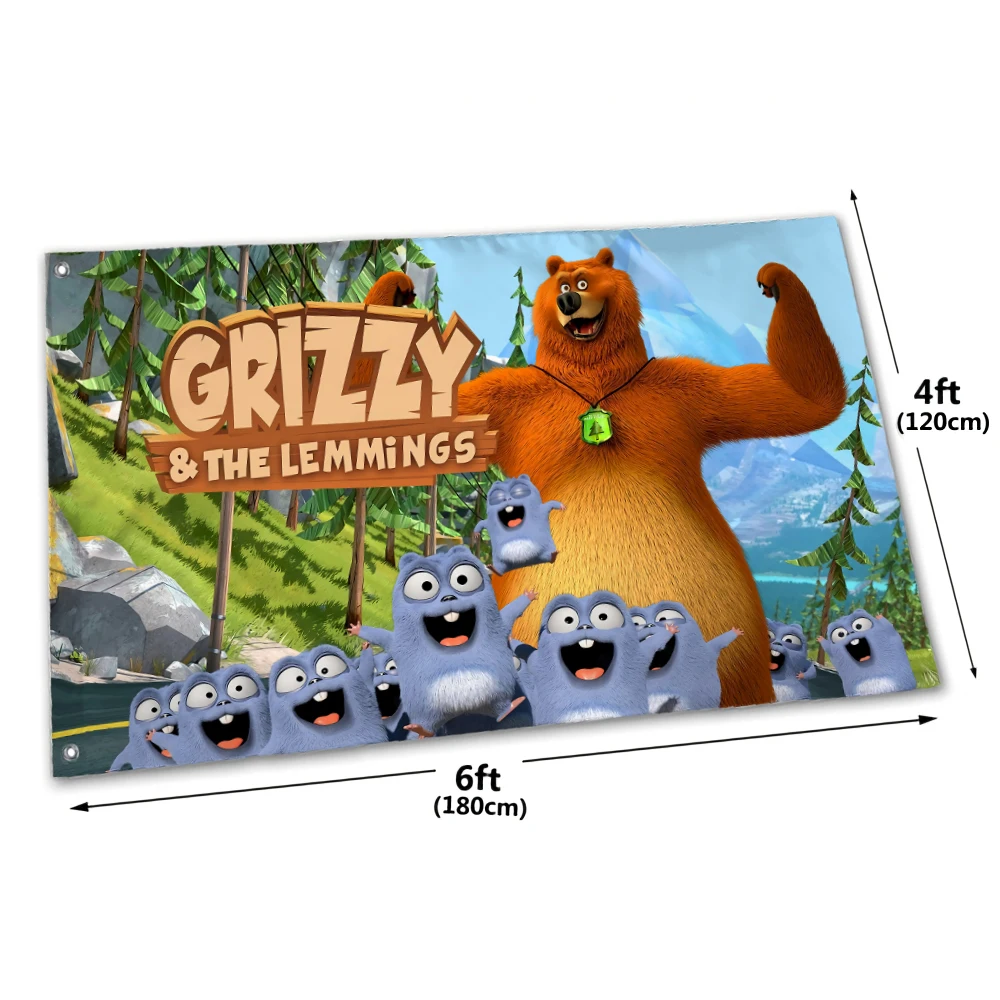 Grizzly Lemmings Flag 90*150cm 120*180cm Indoor Outdoor Decoration Size Pattern Custom Flags