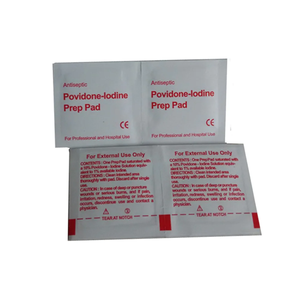 100Pcs 6x3cm Medical Iodophor Wet Wipe Disinfection Iodine Cotton Sheet Antiseptic Wound Skin Cleaning Outdoor First Aid Tools