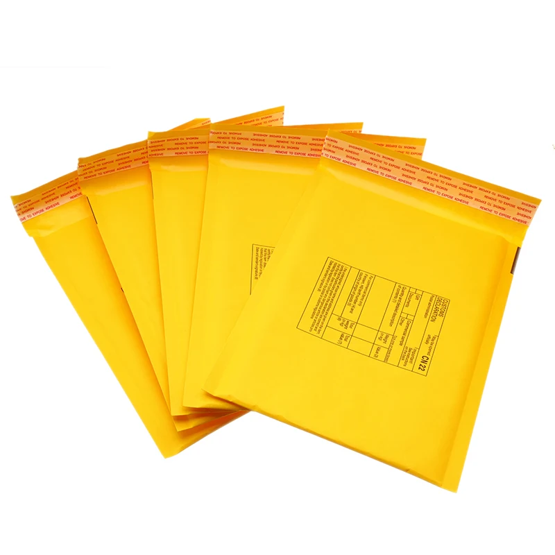 50 PCS/Lot Yellow White Kraft Print Paper Bubble Envelopes Bags Different Size Mailers Padded Shipping Envelope Bags With Bubble