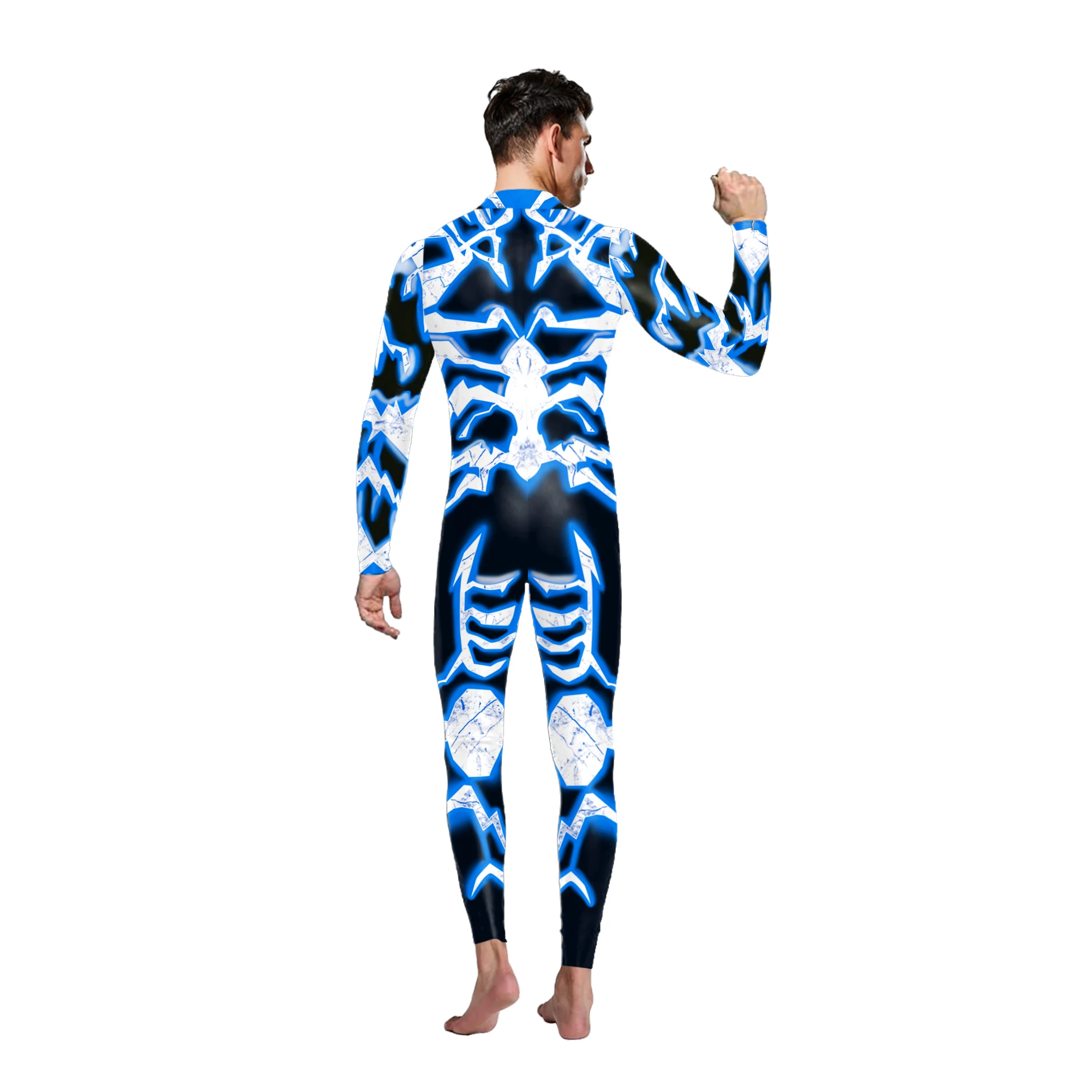 Superhero คอสเพลย์เครื่องแต่งกายแขนยาวพิมพ์ Jumpsuits ยืดหยุ่นฮาโลวีน Rompers ฟิตเนส Party Zentai Bodysuits สำหรับผู้หญิงผู้ชาย