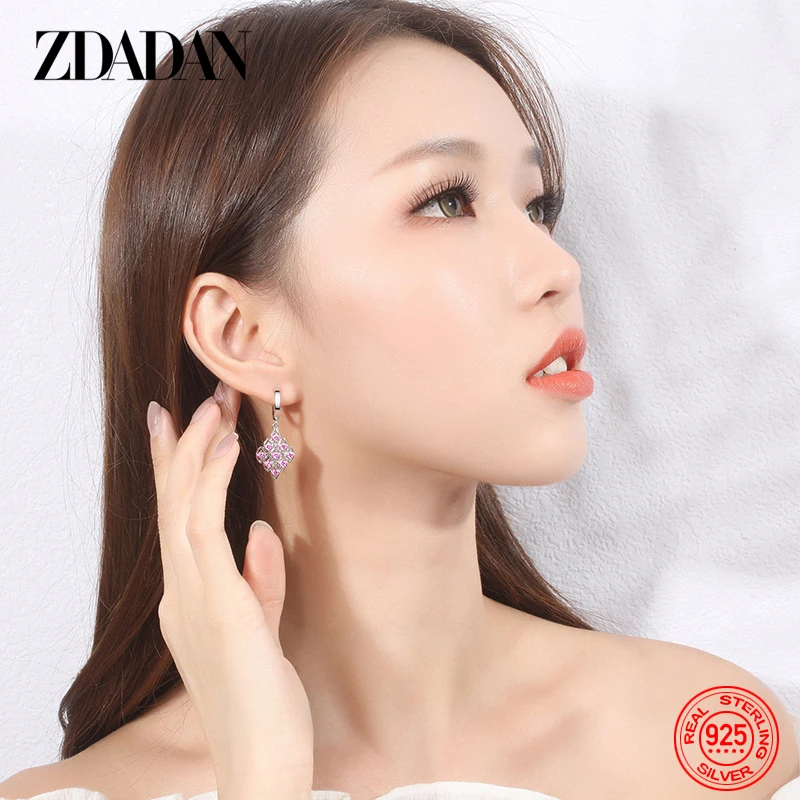 Zdadan 925ต่างหูทรงเรขาคณิตเงินสเตอริ่งสำหรับเครื่องประดับแฟชั่นสำหรับผู้หญิง