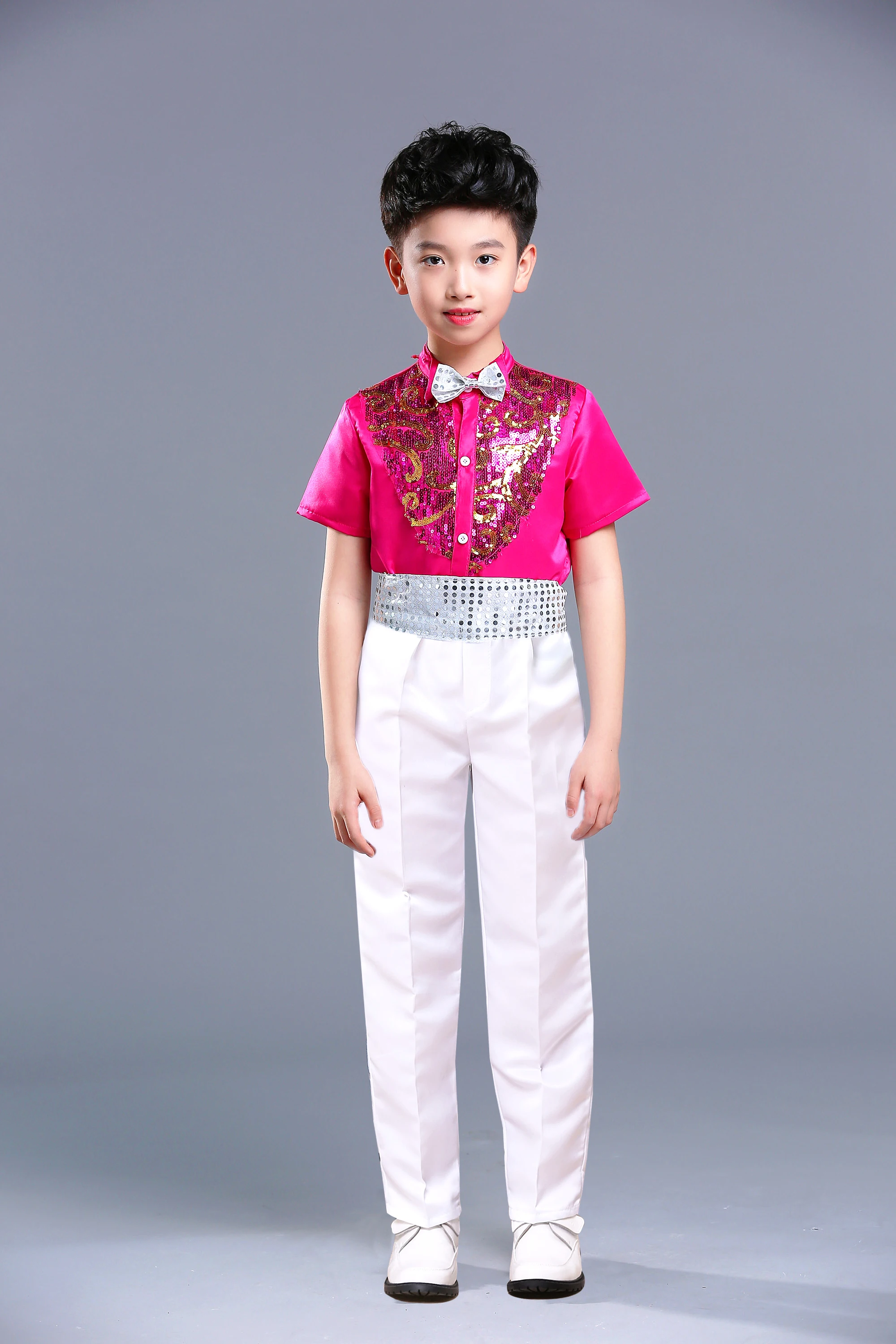 Children's Jazz Dance Latin Dance Choir Performance Costume Boy Host Dress Children's Sequins Collective Reading Performance