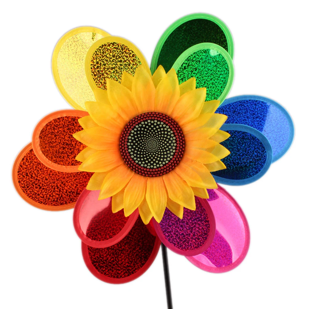 Colorful Sunflower Windmill Wind Spinner Whirligig Kids Toys Yard Garden Decor Home Garden Yard Decoration For Kids Children