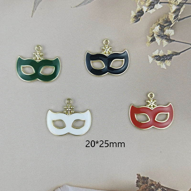 10pcs Alloy Enamel Charms Party Mask Masquerade Mardi Gras 20*25mm Pendant Crafts Making Findings Handmade Jewelry