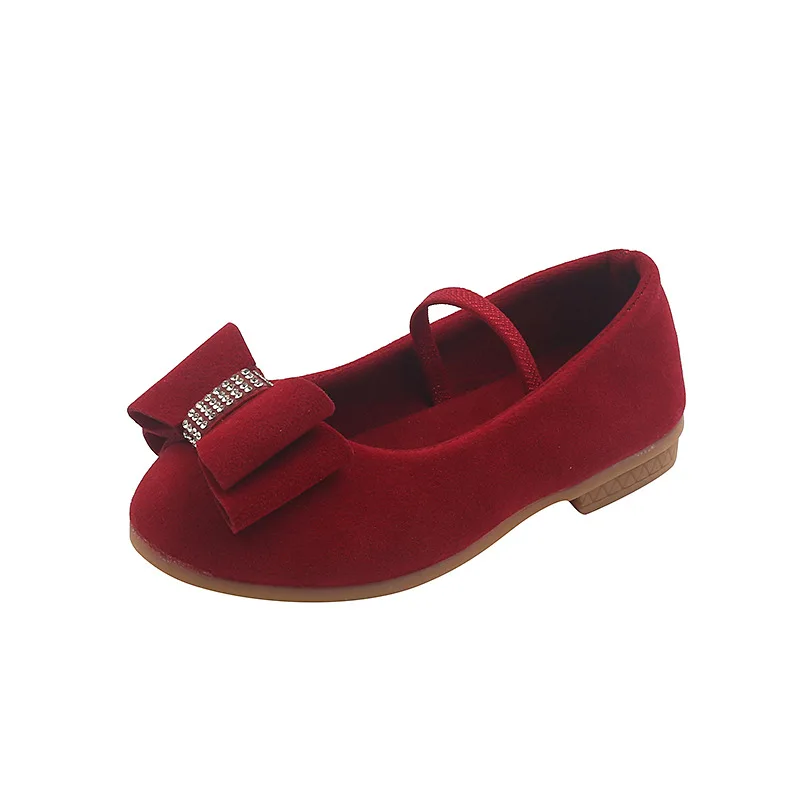 Zapatos planos de fondo suave para niñas, zapatillas de princesa con lazo, rojo, rosa, negro, calzado individual para niños, 2, 3, 4, 5, 6, 7-13T