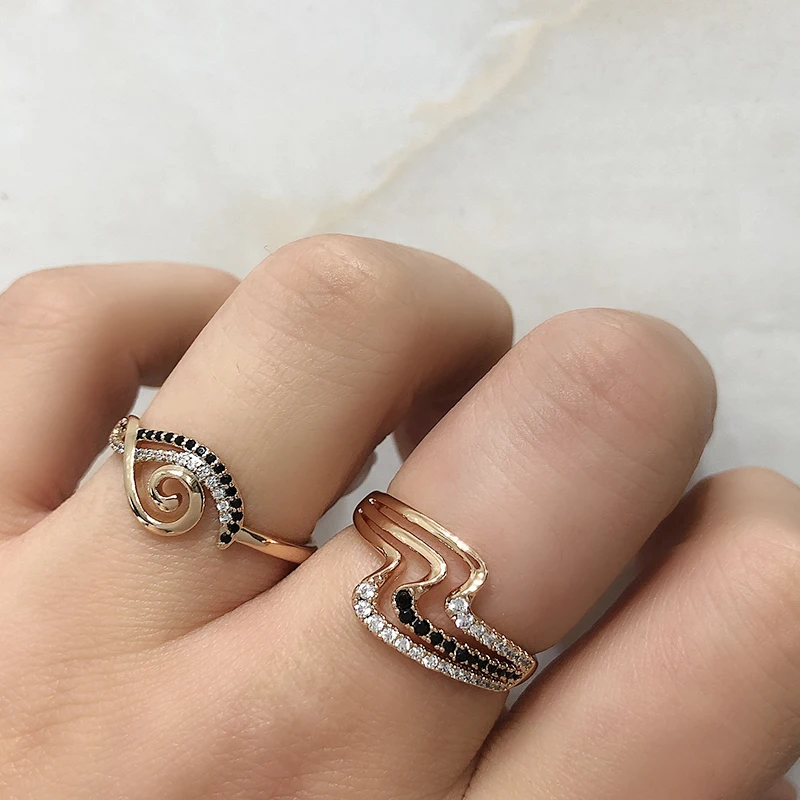 2021 Trend Niche Designer Works 585 Rose Gold Rings For Women Three Rows Natural Zircon Common Setting Luxury Rings Gift