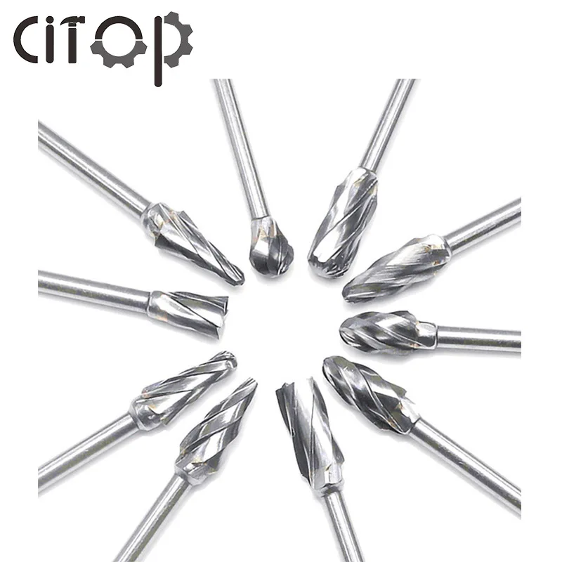 10Pcs/set 3x6mm Drill Bits Tungsten Carbide Rotary Burrs Metal Diamond Grinding Milling Cutters Rotary For Woodworking Glass