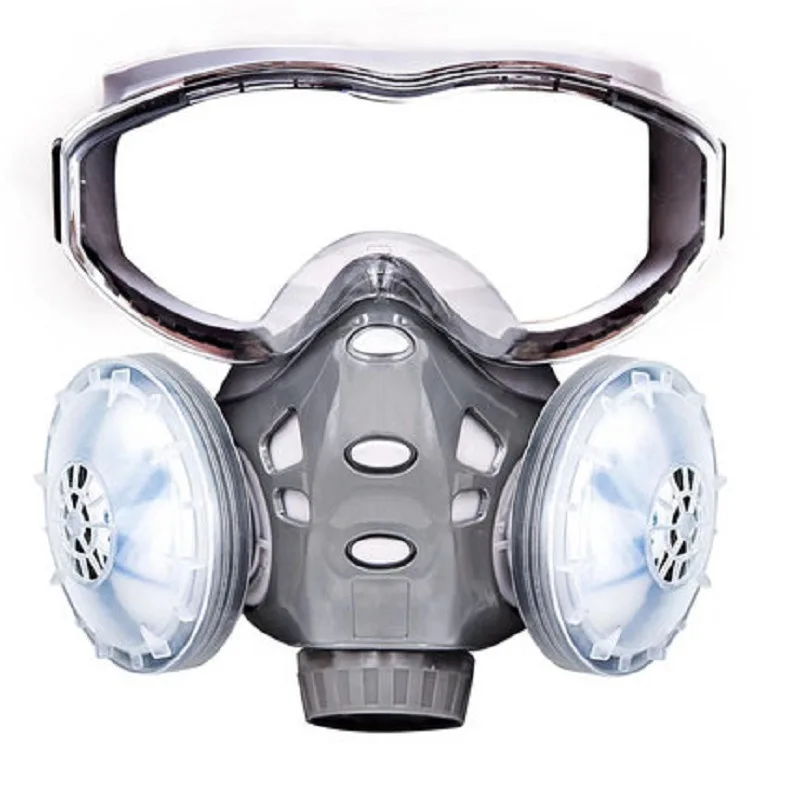 Dust/Gas Mask With Anti-Fog Goggles Chemical Respirator For Spray Paint Coating Chemical Industry Welding Reusable