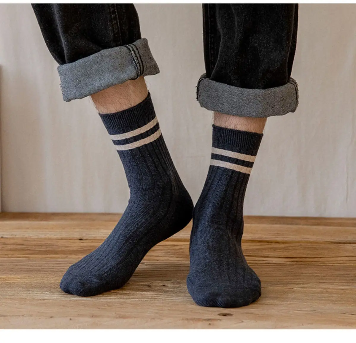 Youpin 5 pares men mid-tube meias desodorante sweat-absorvente espessamento outono inverno algodão cor sólida esportes meias masculinas