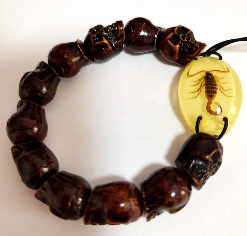 

В стиле ретро; В стиле «панк» Для Мужчин's Death Skull реальные браслет-Скорпион высокое качество в стиле «хип-хоп» рок ювелирные изделия вечерние подарок