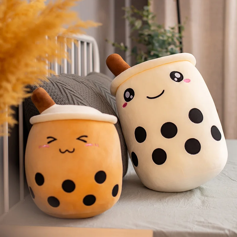 25cm Cartoon Bubble Tea Cup Shaped Pillow Real-life Stuffed Soft Seat Cushion Creative Room Decor Funny Gift for Kids Baby