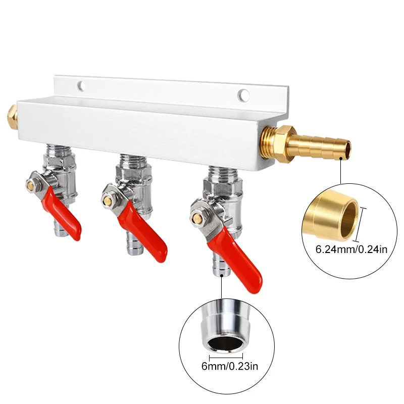 Gas Manifold Gas Line Splitter Homebrew Gas Distributor 5/16\'\' Barb Fitting With Check Valves For Beer Wine Brew 2/3/4 Way