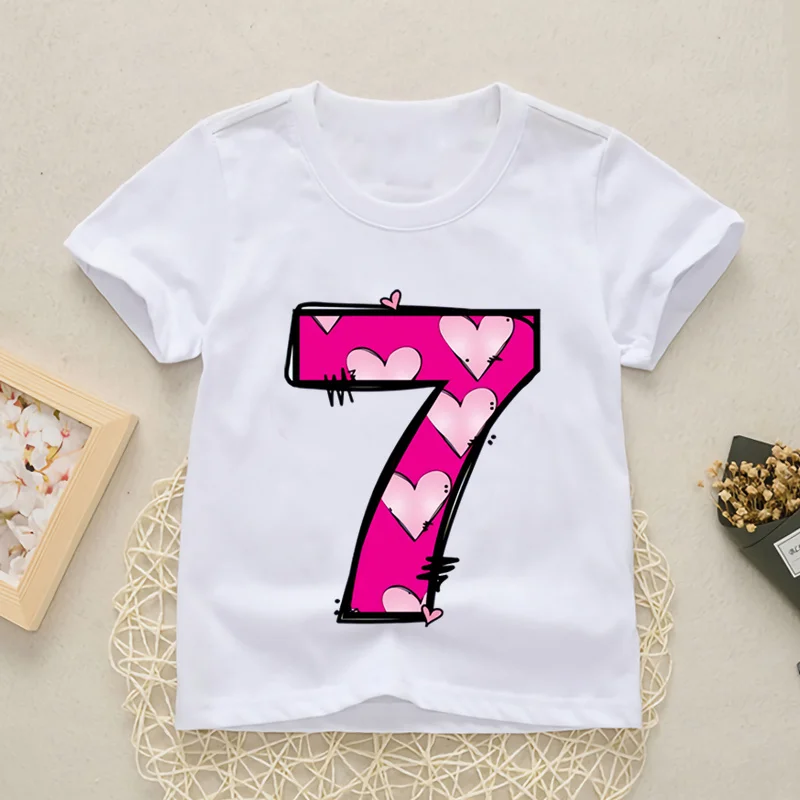 Baby Digital Clothes Number 1-9 Letter Print Boys/Girls T shirt Kids Happy Birthday Gift Funny Print Cartoon T-shirt,YKP009