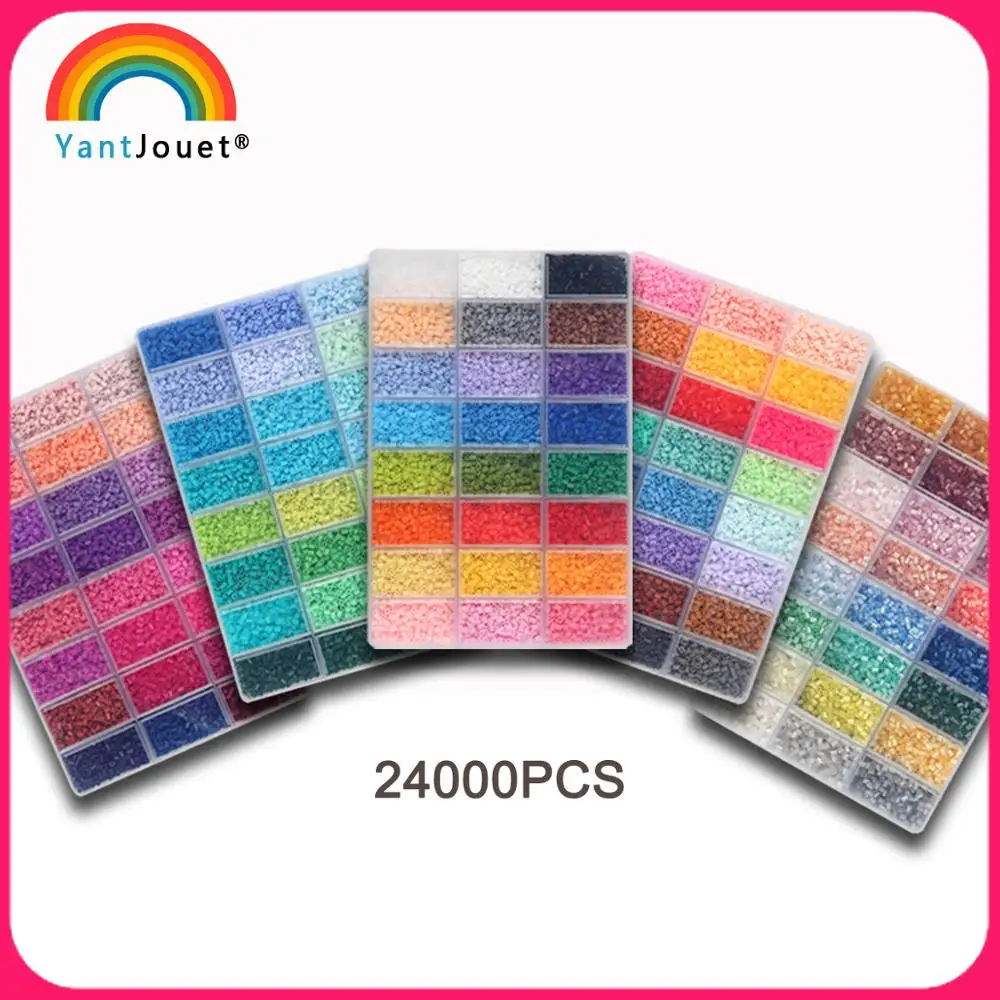 Yantjouet-minicuentas de hierro de alta calidad para niños, juguete de manualidades, rompecabezas, 24 colores por lote, 2,6mm, 24000 unidades