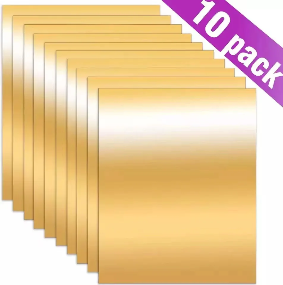 

Heat Transfer Vinyl HTV Bundle: 10 Pack Gold 12"x10" Sheets for DIY Iron On T-Shirts Fabrics