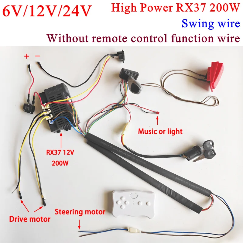 12V 24V DIY Modified Self-Made Children Electric Ride on Car 2.4G Bluetooth Remote Control Receiver Switch Wires Harness Kit Set