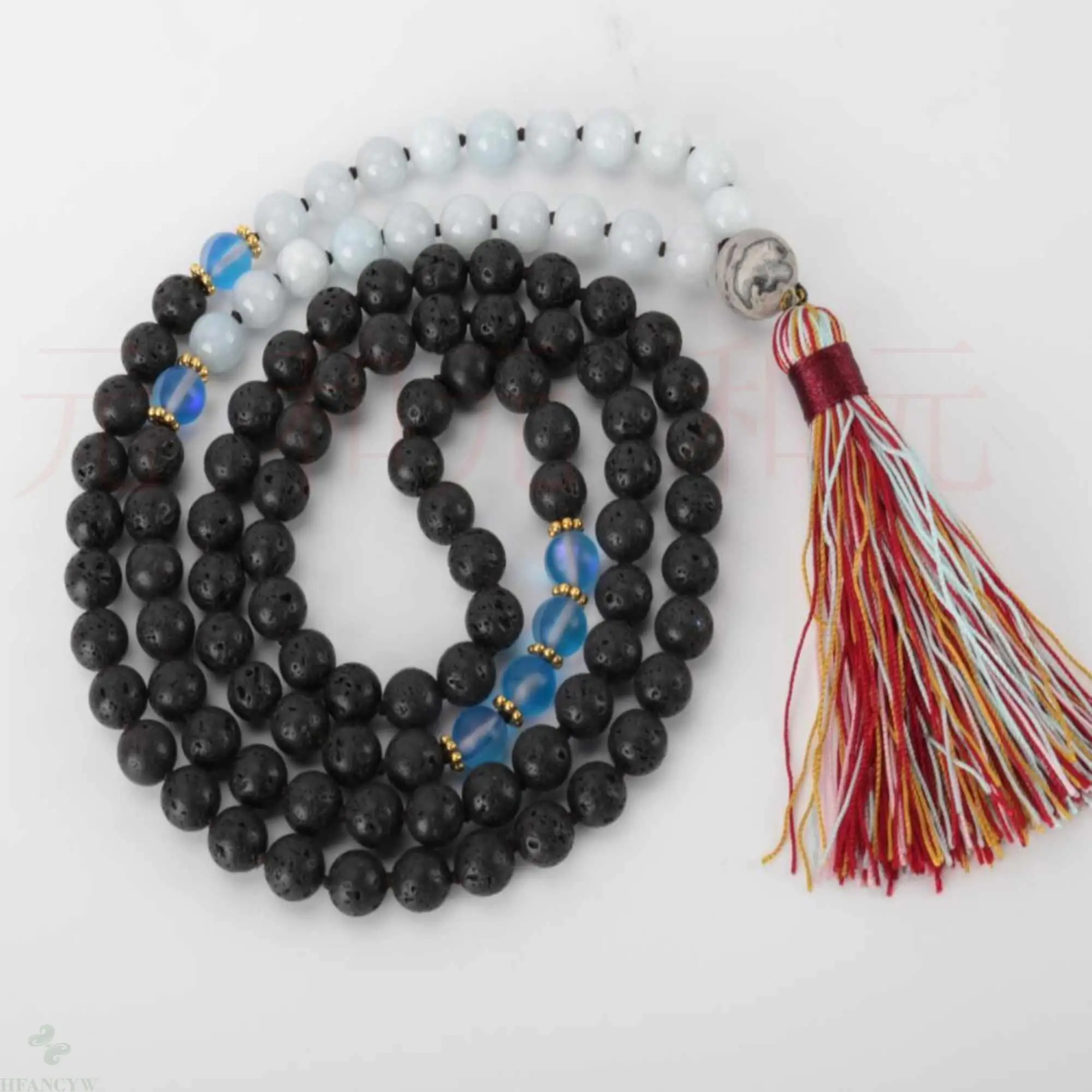 

8mm 108 mala Natural lava Moonstone chalcedony bead necklace Prayer Spirituality Buddhism Dark Matter Chakra Yoga Men